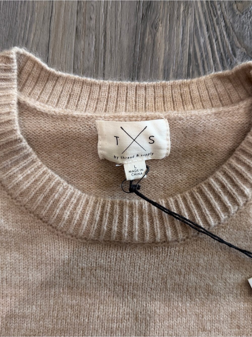 Thread & Supply Beige Crewneck Sweater with Cream Star - Picture 3 of 4